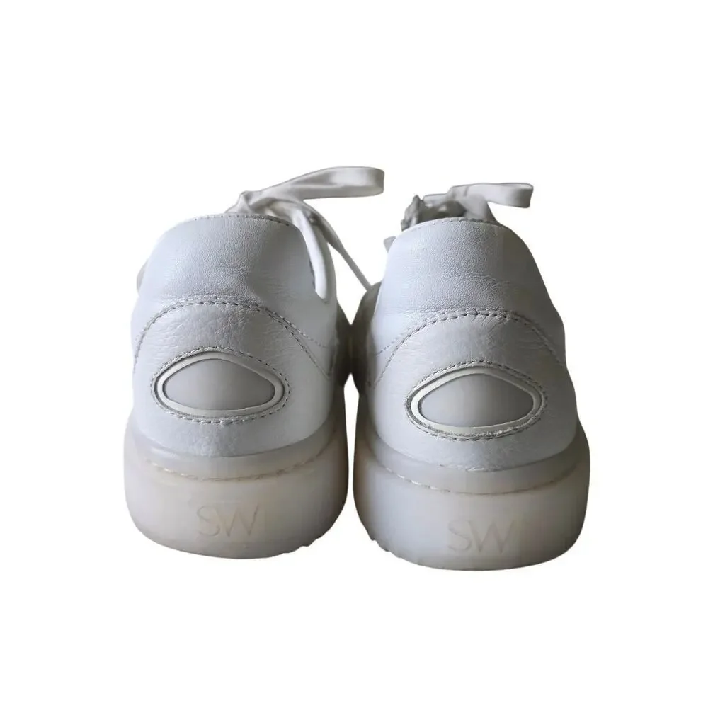 Stuart Weitzman Brooklyn Leather Sneakers White Size 9B